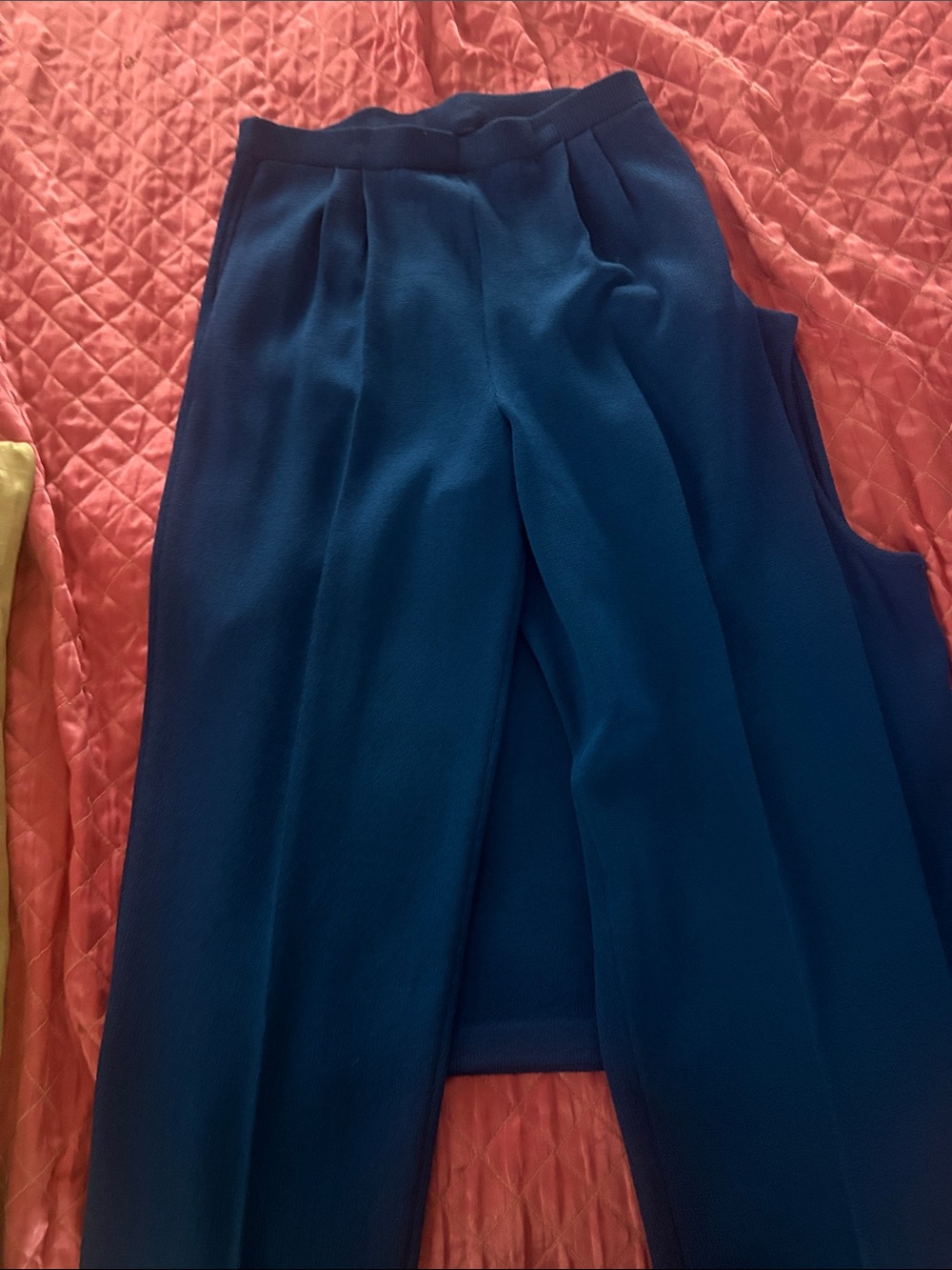 St. John Collection Teal Wide-Leg Pleated Trousers